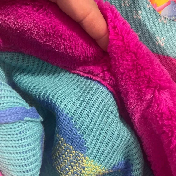 Trolls World Tour Trolls Girl's Poppy Sweater Knit Dress (Blue/Pink, 7-8) - Picture 10 of 14